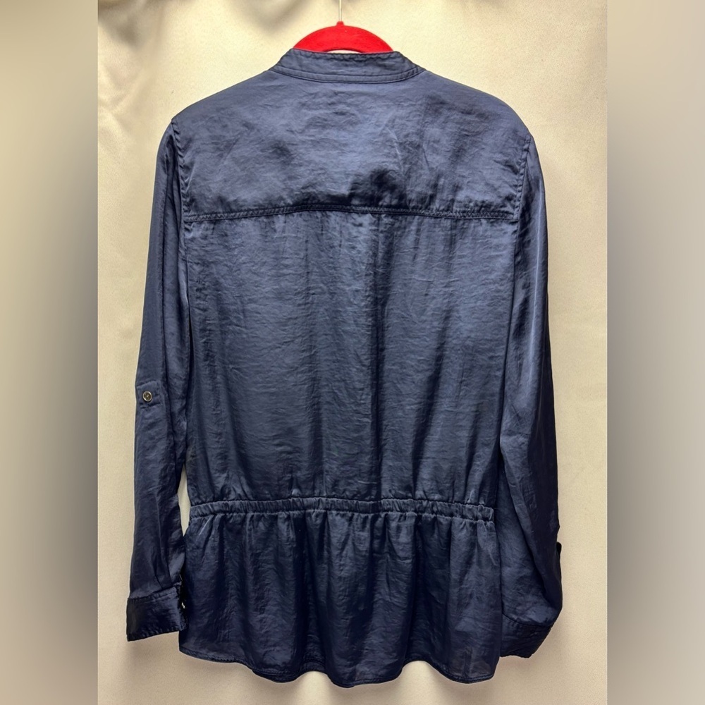 Michael Kors Women’s Crinkled Fabric Drawstring Waist Blouse Size Large - Picture 2 of 7